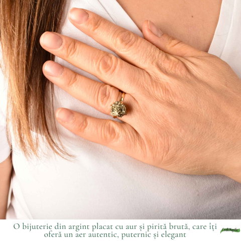 Inel argint 925 cu Pirita bruta – protectie si incredere personala [1]