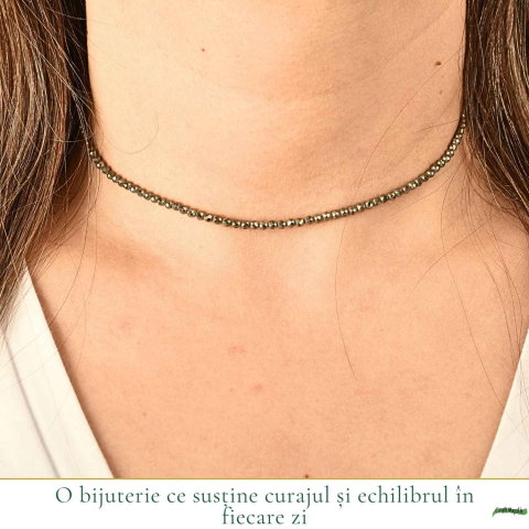 Colier argint 925 cu Pirita margele fatetate – Prosperitate si incredere [1]