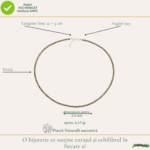 Colier argint 925 cu Pirita margele fatetate – Prosperitate si incredere [3]