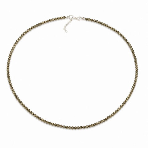 Claritate Mentala si Focus - Colier argint 925 cu Pirita margele fatetate – Prosperitate si incredere