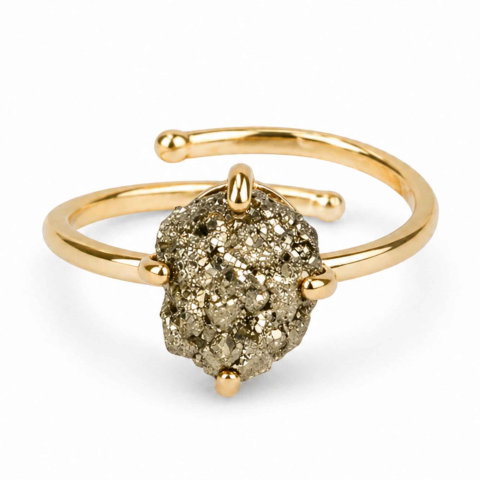 Claritate Mentala si Focus - Inel argint 925 cu Pirita bruta – protectie si incredere personala