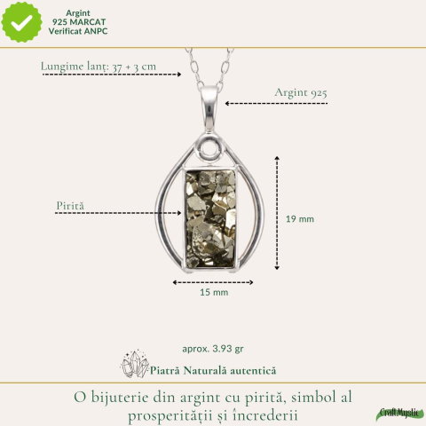 Colier Argint 925 cu Pirita Lacrima – Prosperitate si incredere Personala [3]