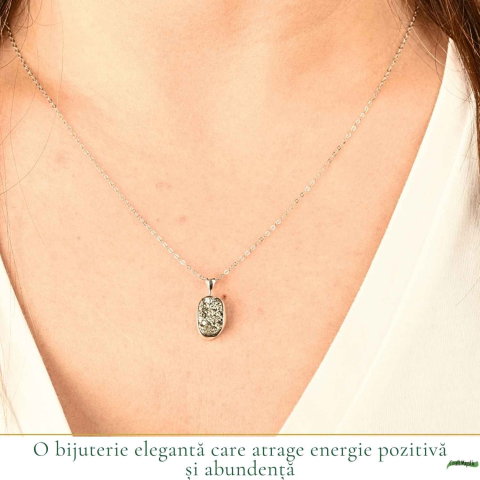 Colier argint 925 cu Pirita neuniform – Prosperitate si protectie energetica [1]