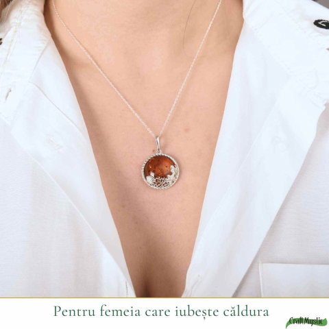 Colier argint 925 rotund cu chihlimbar natural – Energie solara si echilibru [1]