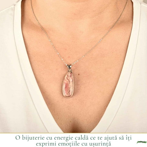 Colier Argint 925 cu Rodocrozit Natural Oval – Echilibru Emotional si Armonie [1]