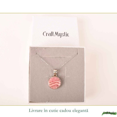 Colier Argint 925 cu Rodocrozit Natural Rotund – Echilibru si Energie Pozitiva [5]