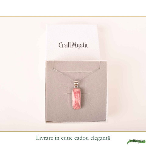 Colier Argint 925 cu Rodocrozit Natural Dreptunghi – Echilibru si Energie Autentica [5]