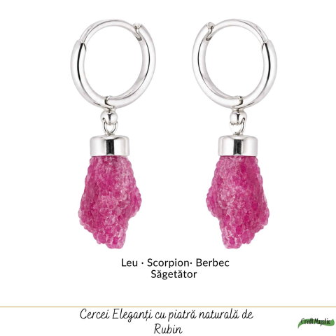 Cercei cu Rubin Brut Natural din Argint 925 – Energie si incredere Feminina [4]