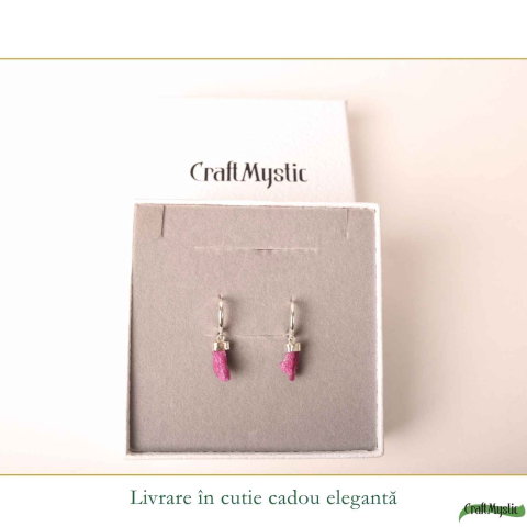 Cercei cu Rubin Brut Natural din Argint 925 – Energie si incredere Feminina [5]