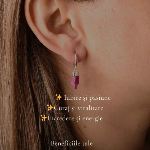 Cercei cu Rubin Brut Natural din Argint 925 – Energie si incredere Feminina [2]