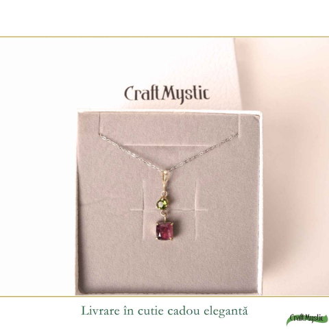 Colier Argint 925 cu Rubin si Turmalina Verde Naturala– Iubire si Armonie [5]