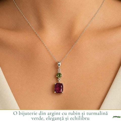 Colier Argint 925 cu Rubin si Turmalina Verde Naturala– Iubire si Armonie [1]