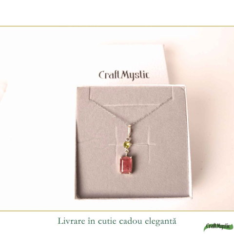 Colier Argint 925 cu Rubin si Turmalina Verde Naturala – Dragoste si Echilibru [5]