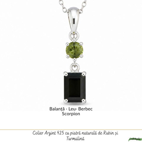 Colier Argint 925 cu Rubin si Turmalina Verde Naturala Rotund si Dreptunghi – Dragoste si Armonie [4]