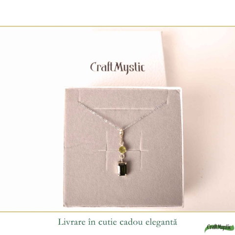 Colier Argint 925 cu Rubin si Turmalina Verde Naturala Rotund si Dreptunghi – Dragoste si Armonie [5]