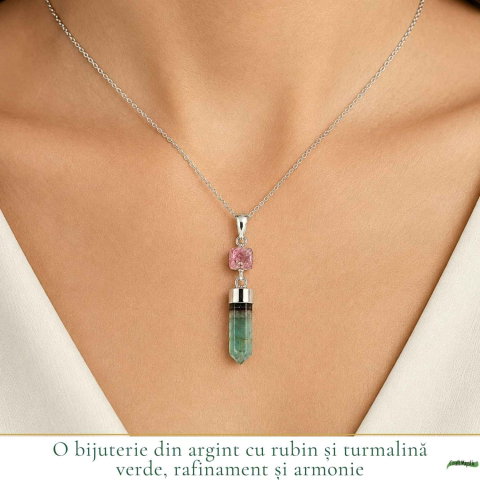 Colier Argint 925 cu Rubin si Turmalina Naturala  – Iubire si Autenticitate [1]