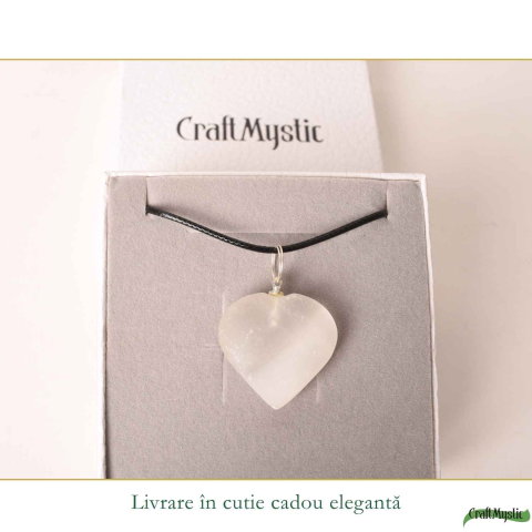 Colier cu Selenit Natural in Forma de Inima – Puritate, Lumina si Armonie Interioara [5]