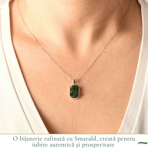 Colier Argint 925 cu Smarald Etiopian Dreptunghi – Prosperitate si Echilibru Interior [1]