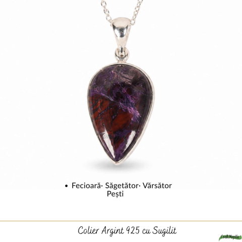 Colier Argint 925 cu Sugilit Lacrima – Protectie Emotionala si Echilibru Spiritual [4]