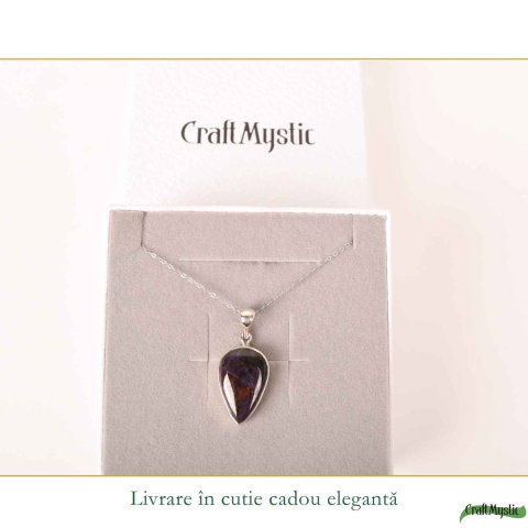 Colier Argint 925 cu Sugilit Lacrima – Protectie Emotionala si Echilibru Spiritual [5]