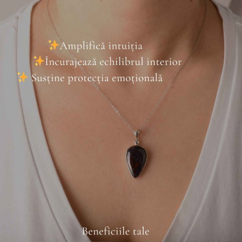 Colier Argint 925 cu Sugilit Lacrima – Protectie Emotionala si Echilibru Spiritual [2]