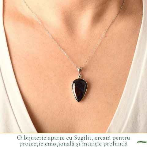 Colier Argint 925 cu Sugilit Lacrima – Protectie Emotionala si Echilibru Spiritual [1]
