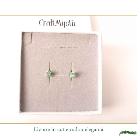 Cercei Argint 925 cu Smarald Brut Natural – Energie Verde si Eleganta Autentica [5]