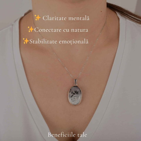 Colier argint 925 cu Opal Dendritic oval – Claritate si echilibru interior [2]