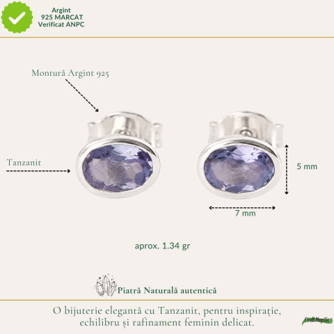 Cercei Argint 925 cu Tanzanit Fațetat Oval – Intuitie si Eleganta Feminina [3]
