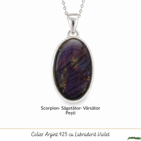 Colier Argint 925 cu Labradorit Violet Oval – Intuitie si Protectie [4]
