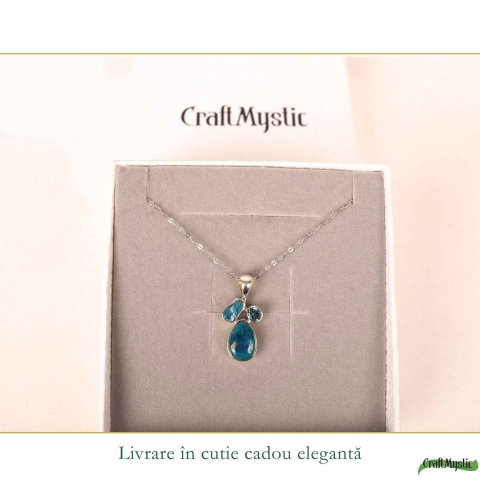 Colier argint 925 cu Topaz Albastru, Apatit si Shattuckit – Claritate si intuitie [5]
