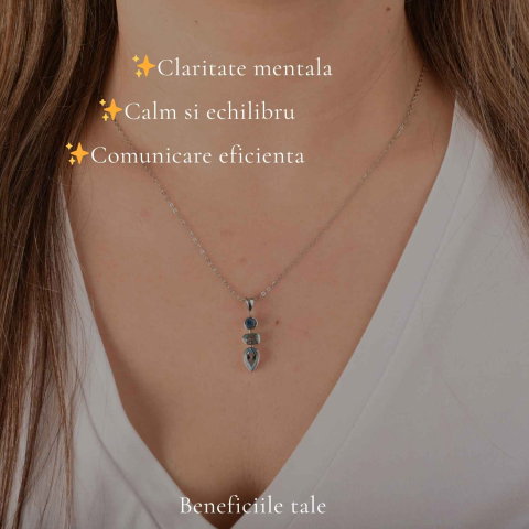 Colier argint 925 cu Topaz Albastru si Apatit – Claritate si comunicare [2]