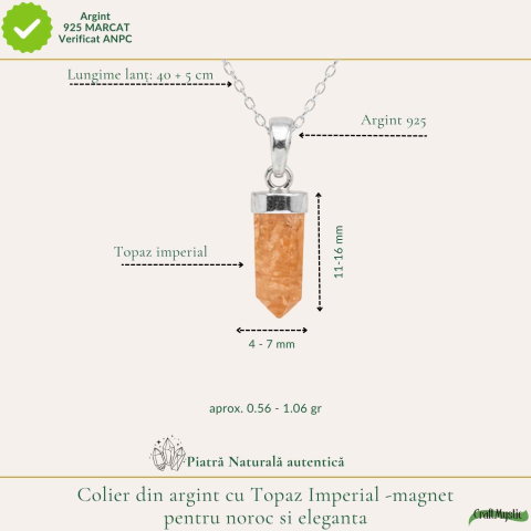 Colier Argint 925 cu Topaz Imperial Varf – Claritate si incredere Interioara [3]