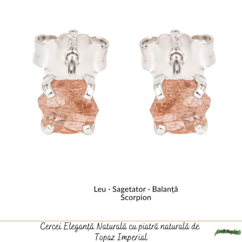 Cercei Argint 925 cu Topaz Imperial Brut – Eleganta Calda si Energie Luminoasa [4]