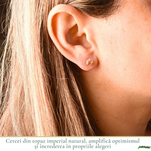 Cercei Argint 925 cu Topaz Imperial Brut – Eleganta Calda si Energie Luminoasa [1]