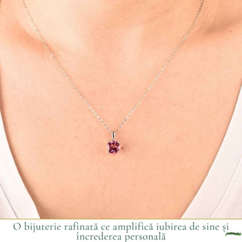 Colier Argint 925 cu Topaz Roz Patrat – Echilibru Emotional si Iubire de Sine [1]