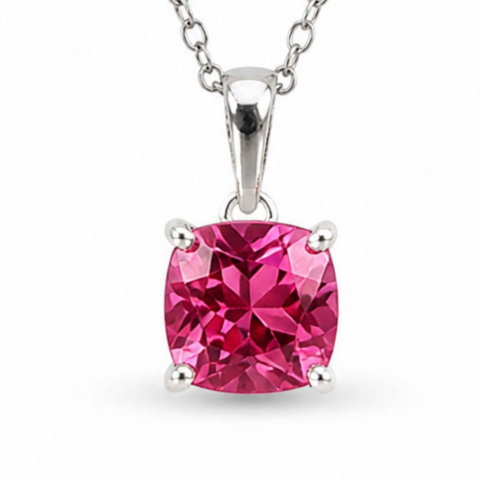 Colier Argint 925 cu Topaz Roz Patrat – Echilibru Emotional si Iubire de Sine [0]