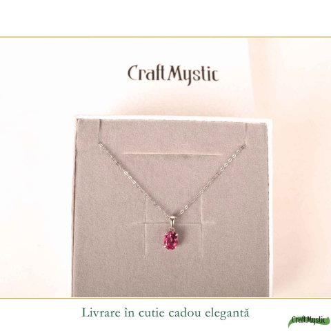 olier argint 925 cu Topaz Roz forma oval – Iubire si echilibru emotional [5]