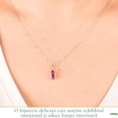 Colier Argint 925 cu Topaz Roz Fatetat – Delicatete si Iubire de Sine [1]
