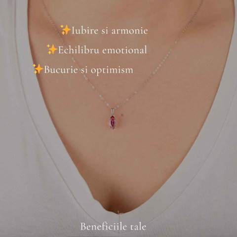 Colier Argint 925 cu Topaz Roz Fatetat – Delicatete si Iubire de Sine [2]