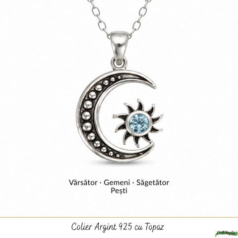 Colier argint 925 cu Topaz Albastru soare si semiluna – Claritate si echilibru [4]