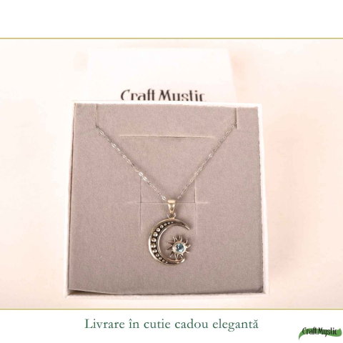 Colier argint 925 cu Topaz Albastru soare si semiluna – Claritate si echilibru [5]