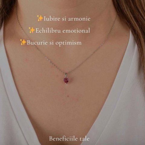 Colier argint 925 cu Topaz Roz forma de inima – Iubire si armonie [2]