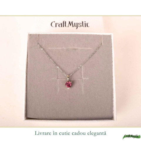Colier argint 925 cu Topaz Roz forma de inima – Iubire si armonie [5]