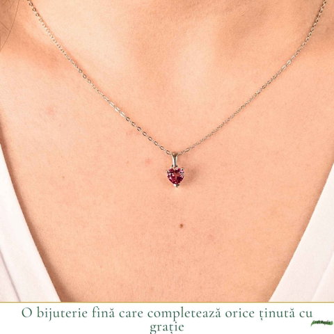 Colier argint 925 cu Topaz Roz forma de inima – Iubire si armonie [1]