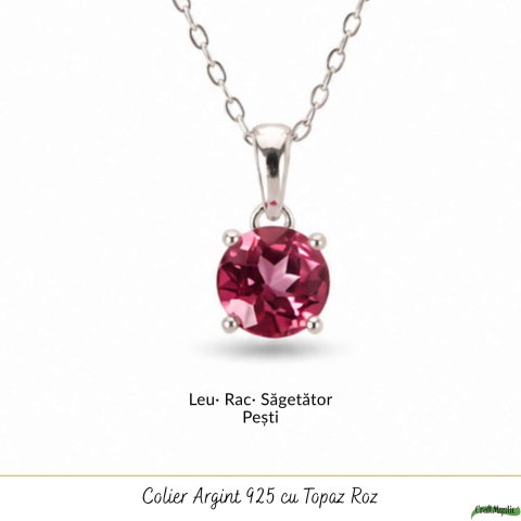 Colier Argint 925 cu Topaz Roz Rotund – Armonie si Iubire de Sine [4]
