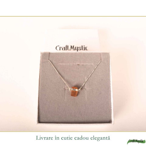 Colier Argint 925 cu Topaz Imperial Brut – Abundenta si incredere in Tine [5]