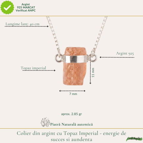 Colier Argint 925 cu Topaz Imperial Brut – Abundenta si incredere in Tine [3]