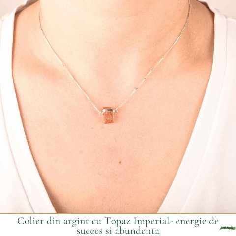 Colier Argint 925 cu Topaz Imperial Brut – Abundenta si incredere in Tine [1]