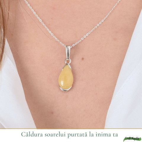Colier argint 925 cu lacrima si chihlimbar galben – Energie solara si vitalitate [1]